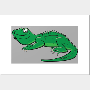 Cartoon Green Lizard Posters and Art